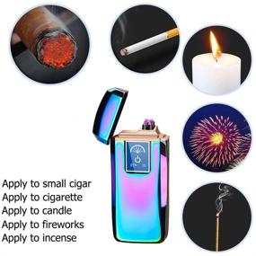 img 3 attached to 💡 Rainbow USB Rechargeable Dual Arc Lighter - Windproof Plasma Lighter with LED Display for Cigarettes, Candles, and Fireworks - Flameless Electronic Lighter