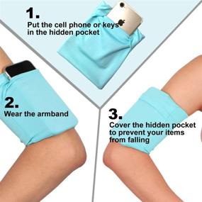 img 1 attached to Small Protective Armband Wristband For Keys Cellphone Airpods - Wrist Arm Band Sleeve Bag Strap Holder Pouch Case Pocket For Exercise Workout Training Jumping Fits IPhone 6 6S 7 8 X XR XS 11 12 - Blue