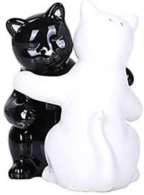 img 1 attached to 🧂 SEO-Optimized Magnetic Ceramic Salt and Pepper Shakers Set - Pacific Giftware Hugging White and Black