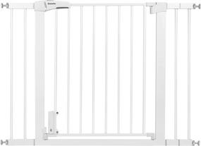 img 4 attached to BABELIO Metal Baby Gate with Wireless Alarm - Easy Step Extra Wide Dog Gate for Stairs and Doorways