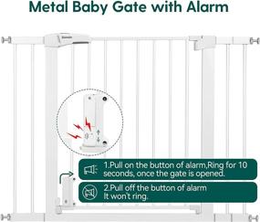 img 2 attached to BABELIO Metal Baby Gate with Wireless Alarm - Easy Step Extra Wide Dog Gate for Stairs and Doorways