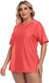 img 3 attached to 👚 ATTRACO Women's Plus Size Short Sleeve Rashguard UPF 50+ Swimming Shirt - Maximum Protection for Sun and Water Activities
