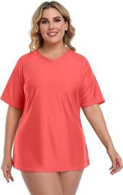 img 4 attached to 👚 ATTRACO Women's Plus Size Short Sleeve Rashguard UPF 50+ Swimming Shirt - Maximum Protection for Sun and Water Activities
