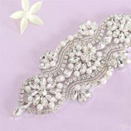 rhinestone crystal wedding sash applique with pearl trim for bridal gowns belt logo