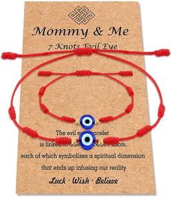 img 4 attached to PPJew 7 Knot Evil Eye Bracelet Red String - Ultimate Protection 🧿 Bracelet Set for Women, Girls and Boys – Mommy and Me Matching Bracelets