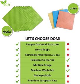 img 1 attached to Domi Eco-Friendly Dishcloth for Kitchen - Super Absorbent Sponge Cloth with 20x 🍃 More Absorption - Pack of 10 Household Cleaning Cloths - Reusable Cellulose Sponge Rags (Green)