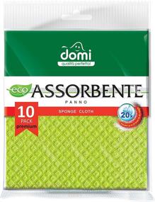 img 4 attached to Domi Eco-Friendly Dishcloth for Kitchen - Super Absorbent Sponge Cloth with 20x 🍃 More Absorption - Pack of 10 Household Cleaning Cloths - Reusable Cellulose Sponge Rags (Green)