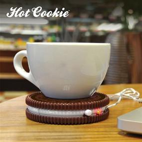 img 2 attached to NG1702 - Mustard USB Cup Mug Warmer Coaster in Dark Brown Hot Cookie