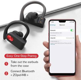 img 2 attached to 🎧 Беспроводные наушники ZOpid - TWS Bluetooth 5.0 стерео-гарнитура с микрофоном и зарядным футляром - водонепроницаемые спортивные наушники с регулируемыми крючками для ушей | Совместимы с Fire TV Stick.