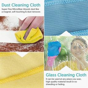 img 1 attached to 🧼 MEXERRIS 10 Pack Microfiber Cleaning Cloth Rags for Glass Floor Polish Dust: All-Purpose Labeled, Reusable Dish Rags for House, Kitchen, Windows - Lint-Free Streak-Free Wipes!