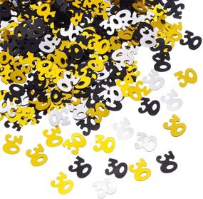 img 4 attached to 🎉 30th Birthday Anniversary Party Supplies: Shappy Number 30 Glitter Confetti Table Decoration (Gold, Black, Silver), 1.76 Ounce