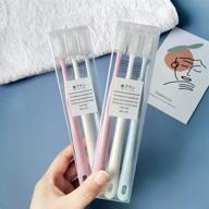 🦷 soft silicone nano bristles toothbrush set: 3 pack with head cover, case, and small head - ideal for home, adults, and kids logo