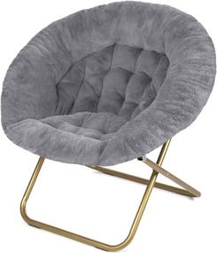 img 4 attached to 🪑 Ultimate Comfort Deluxe Chair: Milliard Cozy Saucer Chair for Bedroom/X-Large Grey (Faux Fur)