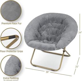 img 2 attached to 🪑 Ultimate Comfort Deluxe Chair: Milliard Cozy Saucer Chair for Bedroom/X-Large Grey (Faux Fur)