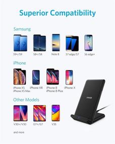 img 2 attached to 🔌 Anker Wireless Charger Stand - PowerPort Wireless 5, Qi-Certified - Compatible with iPhone 11, 11 Pro, 11 Pro Max, XR, XS Max, XS, X, 8, 8 Plus, Samsung Galaxy S20 S10 S9 S8, Note 10 Note 9 (AC Adapter Not Included)