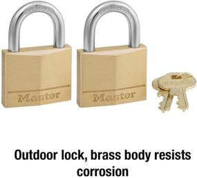 img 2 attached to 🔒 Secure Your Belongings: Master Lock 140T Solid Brass Padlock with Key, 2 Pack, 2 Count