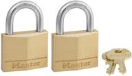 🔒 secure your belongings: master lock 140t solid brass padlock with key, 2 pack, 2 count логотип