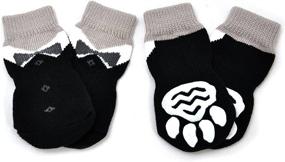 img 3 attached to 🐾 Indoor Paw Protectors - Posch Anti-Slip Knit Socks for Pets with Traction Soles, Slip-On Slipper Socks