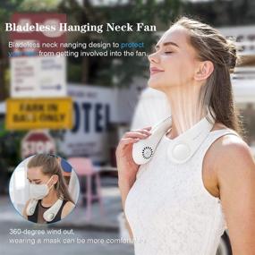 img 2 attached to Friengood Hands-free Portable Leafless Fan - 4000mAh Rechargeable Headset Design - USB-powered Wearable Neckband Fan - Adjustable 3-Speed Silent Neck Cooler