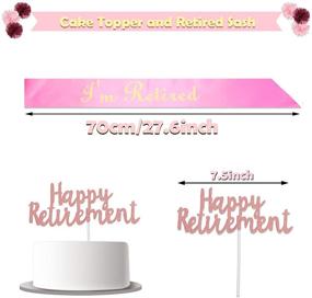 img 1 attached to 🎉 Complete Retirement Party Decorations for Women: Happy Retirement Banner, Pennant Circle Dot Bunting, Tassel Garland, I'm Retired Sash, Tissue Paper Pom Poms, Black Rose Gold Balloons, Big Cake Topper Decor - 39 Pieces