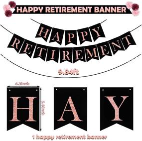 img 3 attached to 🎉 Complete Retirement Party Decorations for Women: Happy Retirement Banner, Pennant Circle Dot Bunting, Tassel Garland, I'm Retired Sash, Tissue Paper Pom Poms, Black Rose Gold Balloons, Big Cake Topper Decor - 39 Pieces