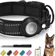 🐶 secure and stylish reflective airtag dog collar: feeyar padded apple air tag dog collar with airtag holder case, ideal for small, medium & large dogs logo