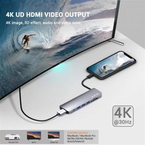 img 2 attached to 🔌 HOGORE 7-in-1 USB C Hub Adapter: 4K HDMI, PD Charging, USB3.0, SD/TF - Compatible with iPad Pro, MacBook Pro/Air, HP Spectre, XPS 13, Surface Go/Pro X
