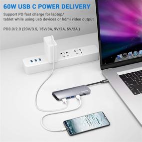 img 1 attached to 🔌 HOGORE 7-in-1 USB C Hub Adapter: 4K HDMI, PD Charging, USB3.0, SD/TF - Compatible with iPad Pro, MacBook Pro/Air, HP Spectre, XPS 13, Surface Go/Pro X