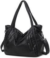 👜 women's large black slouchy shoulder handbags braided hobo tote crossbody bag logo