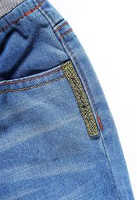 img 1 attached to Comfortable & Stylish LITTLE-GUEST Baby Boys Drawstring Waistband Jeans - Toddler Pull on Denim Pants B103