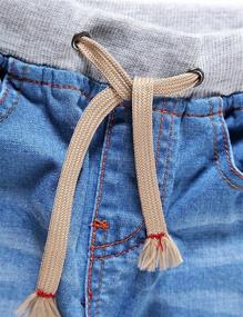 img 2 attached to Comfortable & Stylish LITTLE-GUEST Baby Boys Drawstring Waistband Jeans - Toddler Pull on Denim Pants B103