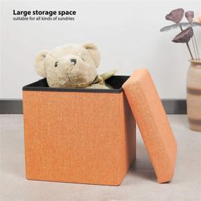 img 3 attached to 🧡 B FSOBEIIALEO Storage Ottoman Cube: Compact Linen Coffee Table and Footrest Stool, Folding Toy Chest for Kids - Small, Collapsible, Orange 11.8"x11.8"x11.8