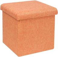 🧡 b fsobeiialeo storage ottoman cube: compact linen coffee table and footrest stool, folding toy chest for kids - small, collapsible, orange 11.8"x11.8"x11.8 logo