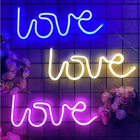 img 2 attached to 🎄 TURNMEON Love Light Neon Lights Signs: Festive Bedroom Christmas Decoration with USB or Battery operated LED Neon Wall Signs - Aesthetic Light up Signs for Kids, Home, Bedroom, Birthday Parties, and Living Room Decor in Blue