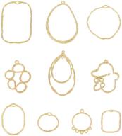 📿 arricraft 40 pcs mixed shapes alloy open back bezel pendants for uv resin jewelry making, light gold - hollow frame pendant blanks for diy logo