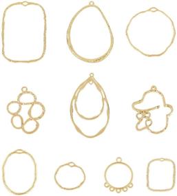 img 4 attached to 📿 Arricraft 40 Pcs Mixed Shapes Alloy Open Back Bezel Pendants for UV Resin Jewelry Making, Light Gold - Hollow Frame Pendant Blanks for DIY