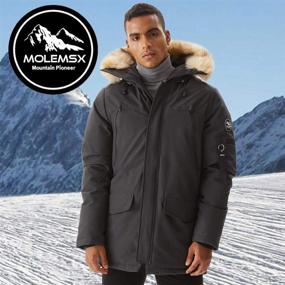 img 2 attached to 🧥 Warm Winter Duck Down Jacket Parka Puffer Coat for Men - Molemsx with Hood and Faux-Fur Trim (XS-3XL)