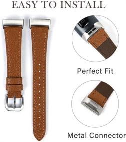 img 1 attached to 🔗 Натуральные кожаные ремешки для Fitbit Charge 4/3/3 SE - Коричневый запасной ремешок для женщин и мужчин.