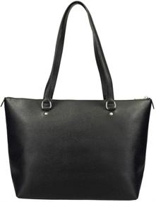 img 3 attached to Premium Coach Leather Gallery Shoulder Tote Purse - #F79608 - Black, Medium: A Timeless Statement of Style