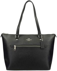 img 4 attached to Premium Coach Leather Gallery Shoulder Tote Purse - #F79608 - Black, Medium: A Timeless Statement of Style