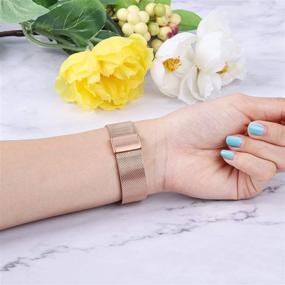 img 1 attached to 💎 Joyozy Stainless Steel Mesh Bands Совместимы с Apple Watch 40 мм, Женский блиск Стеклянного бриллианта с петлёй сетки для Apple Watch серии 6/SE/5/4 - Без необходимости инструментов (розовое золото, 40 мм)