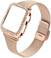 💎 joyozy stainless steel mesh bands совместимы с apple watch 40 мм, женский блиск стеклянного бриллианта с петлёй сетки для apple watch серии 6/se/5/4 - без необходимости инструментов (розовое золото, 40 мм) логотип