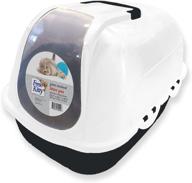 🐈 convenient and spacious pet litter box: fresh kitty's easy-to-clean giant enclosed hooded pan in navy blue or charcoal gray logo