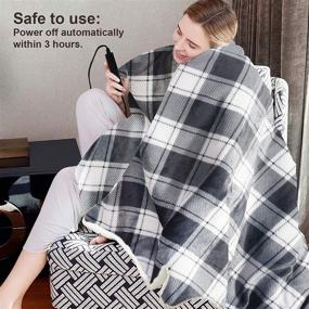 img 1 attached to 🔌 Ariliya Electric Blanket Heated Throw, ETL Certified, 6 Heat Levels, 3 Hour Auto Off, Machine Washable, 50" x 60", Grey/Black Lattice