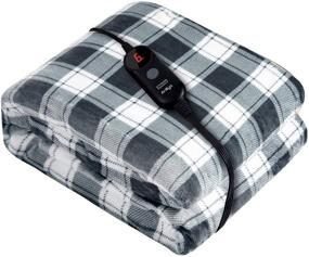 img 4 attached to 🔌 Ariliya Electric Blanket Heated Throw, ETL Certified, 6 Heat Levels, 3 Hour Auto Off, Machine Washable, 50" x 60", Grey/Black Lattice