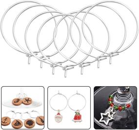 img 2 attached to 🍷 Stylish and Versatile: BronaGrand 100 Pieces Silver Plated Wine Glass Charm Rings Earring Hoops 20mm