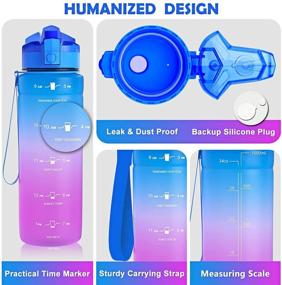 img 3 attached to 💧 ZOUNICH Tritan BPA Free Water Bottle with Time Marker - Get Hydrated for Fitness and Outdoor Activity with Leakproof Motivational Sports Water Bottles - 32oz/24oz/17oz Options Available