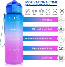 img 1 attached to 💧 ZOUNICH Tritan BPA Free Water Bottle with Time Marker - Get Hydrated for Fitness and Outdoor Activity with Leakproof Motivational Sports Water Bottles - 32oz/24oz/17oz Options Available