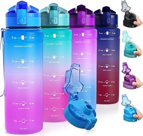 img 4 attached to 💧 ZOUNICH Tritan BPA Free Water Bottle with Time Marker - Get Hydrated for Fitness and Outdoor Activity with Leakproof Motivational Sports Water Bottles - 32oz/24oz/17oz Options Available