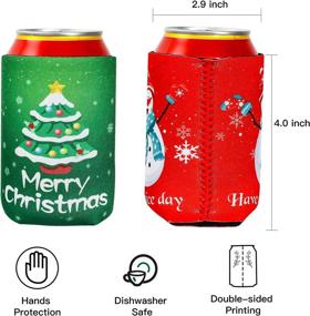 img 3 attached to Christmas Beer Can Cooler Sleeves, Set of 12 Neoprene Can Sleeves – Soda Beer Caddies, Collapsible & Reusable Thermocoolers for Christmas Party Decorations Supplies (12 Festive Styles)